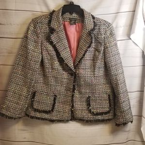 Chic Tweed Blazer - Black, Gray, Pink